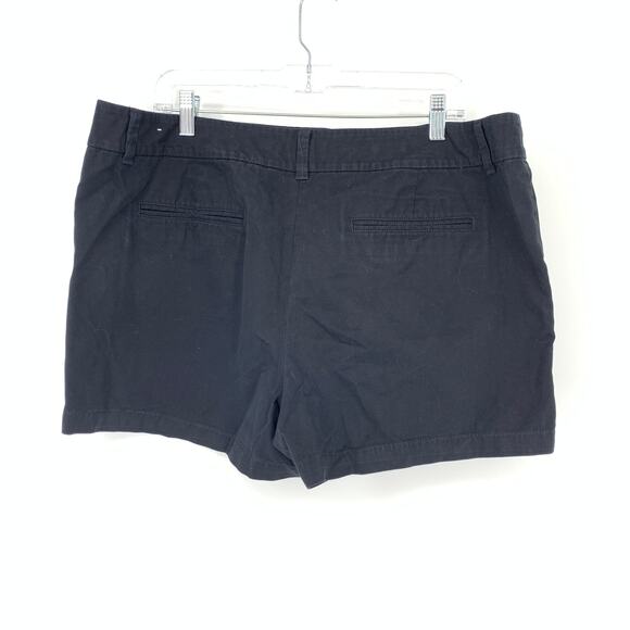 Loft Outlet Women's Size 16 4" Short 100% Cotton Mid Rise Zipped Front Black - Picture 2 of 7